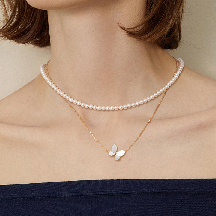 Aurora Freshwater Pearl GUILD Certificate Noble 18K Gold H Mark Strand Necklace