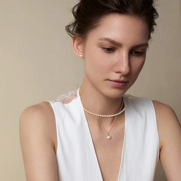 Aurora Freshwater Pearl GUILD Certificate Noble 18K Gold H Mark Strand Necklace