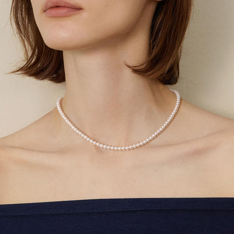 Aurora Freshwater Pearl GUILD Certificate Noble 18K Gold H Mark Strand Necklace