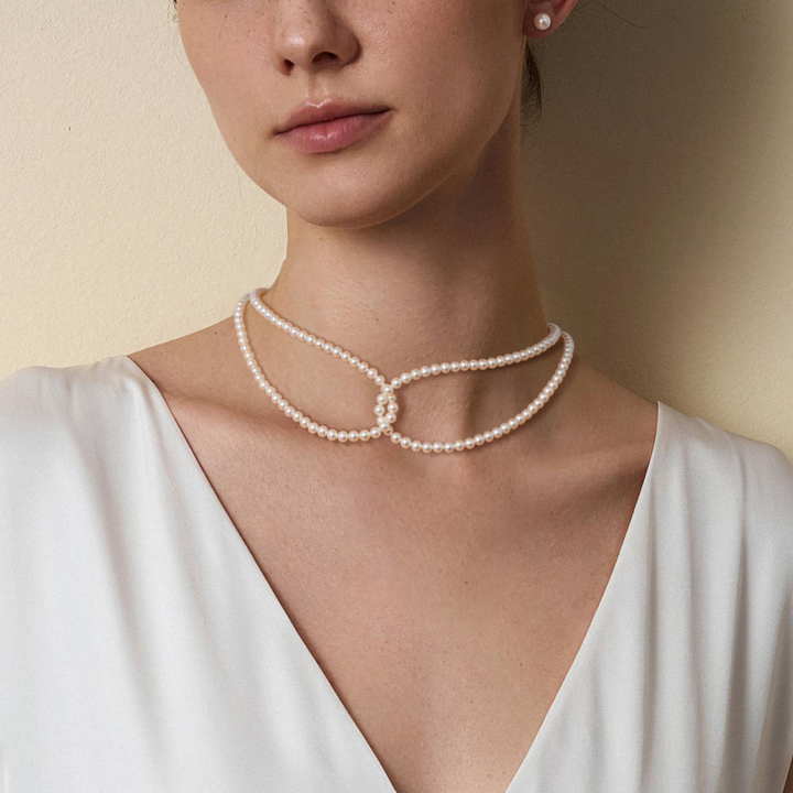 Aurora Freshwater Pearl GUILD Certificate Noble 18K Gold H Mark Strand Necklace