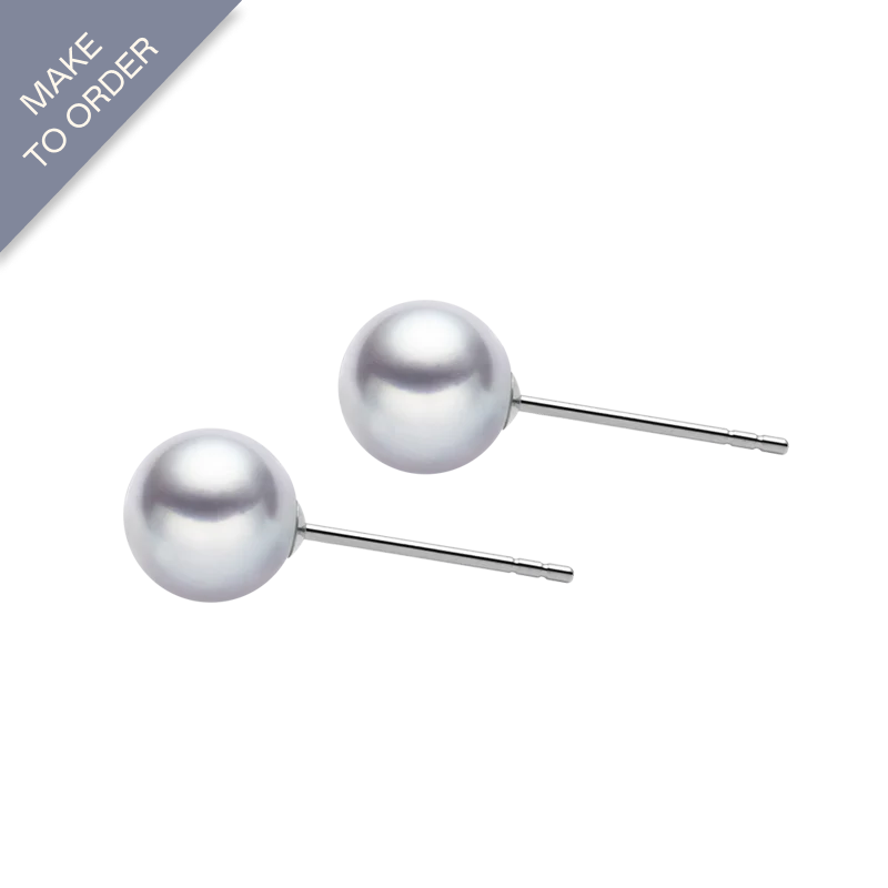 Akoya Silver Blue Pearl 18K White Gold Earrings