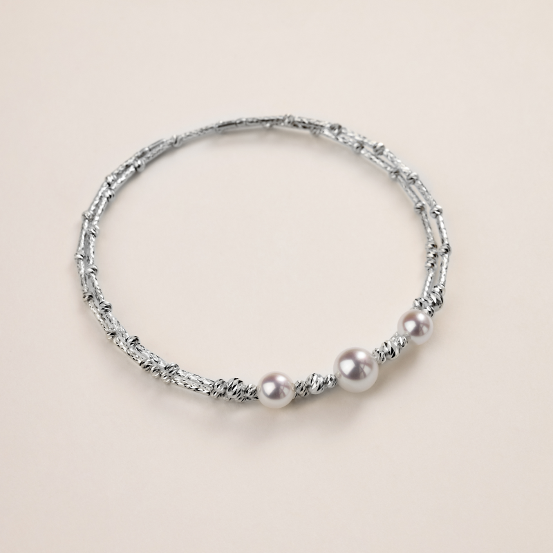 Akoya Pearl 18K Gold Double-Layer Stretch Bracelet