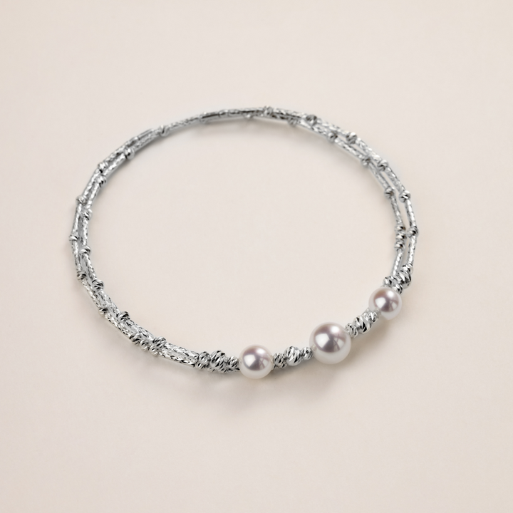 Akoya Pearl 18K Gold Double-Layer Stretch Bracelet