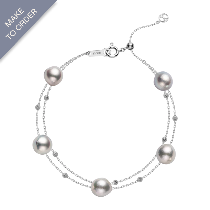 Akoya Baroque Pearl Bracelet 18K White Gold Special Style