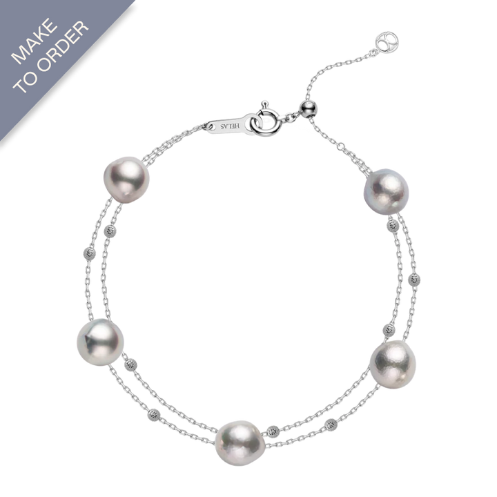 Akoya Baroque Pearl Bracelet 18K White Gold Special Style