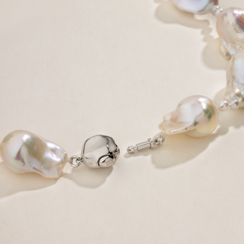 Freshwater Baroque Pearl 925 Sterling Silver Embellished Mini Pearl Necklace