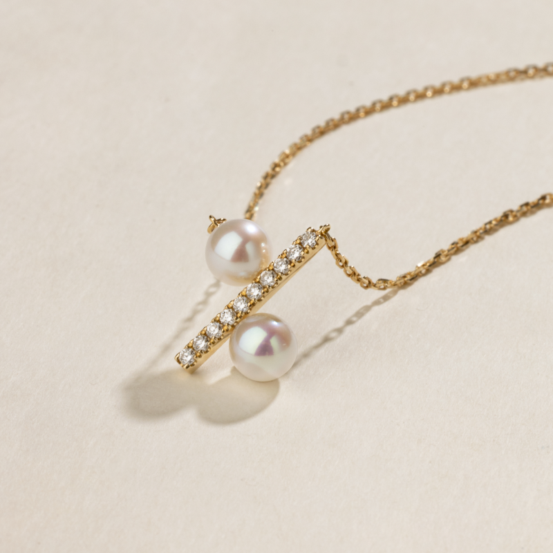 Freshwater Pearl 10K Yellow Gold Diamond Percentage Necklace
