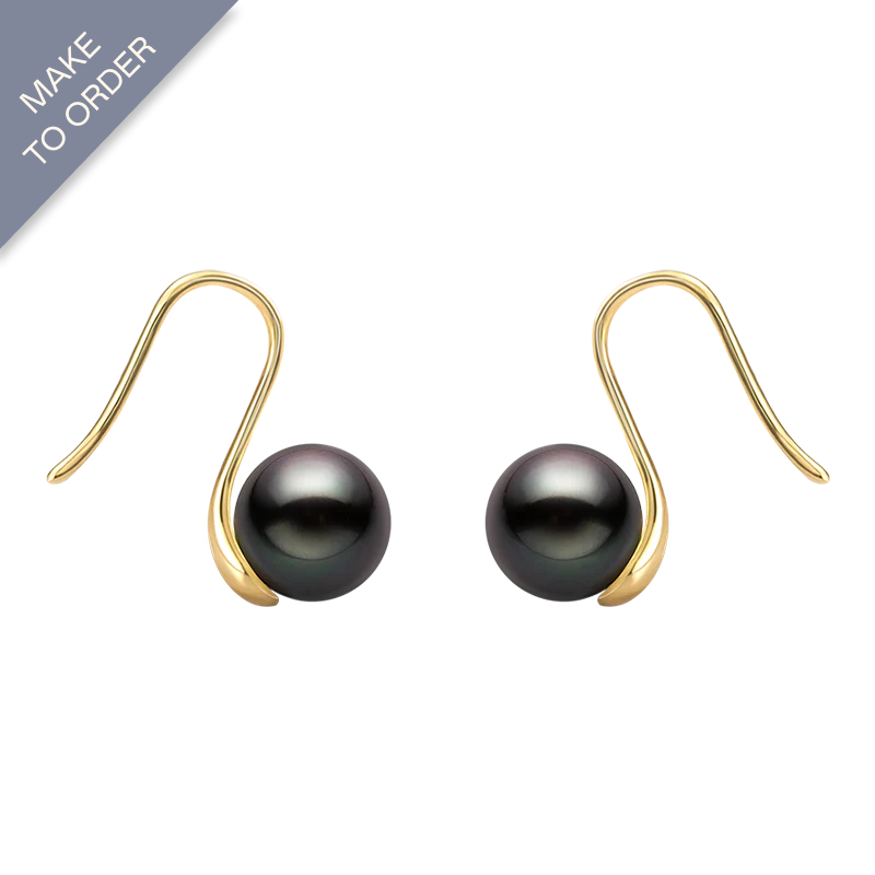 Tahitian Pearl 18K Gold Hook Earrings