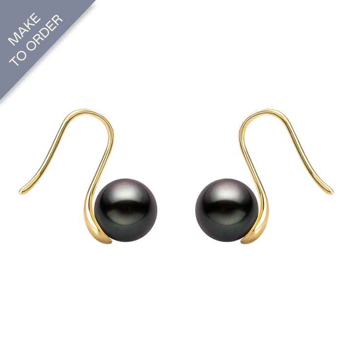Tahitian Pearl 18K Gold Hook Earrings