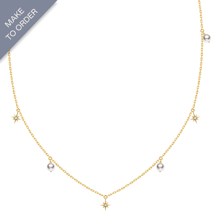 Akoya Pearl 18K Gold Diamond Star Necklace