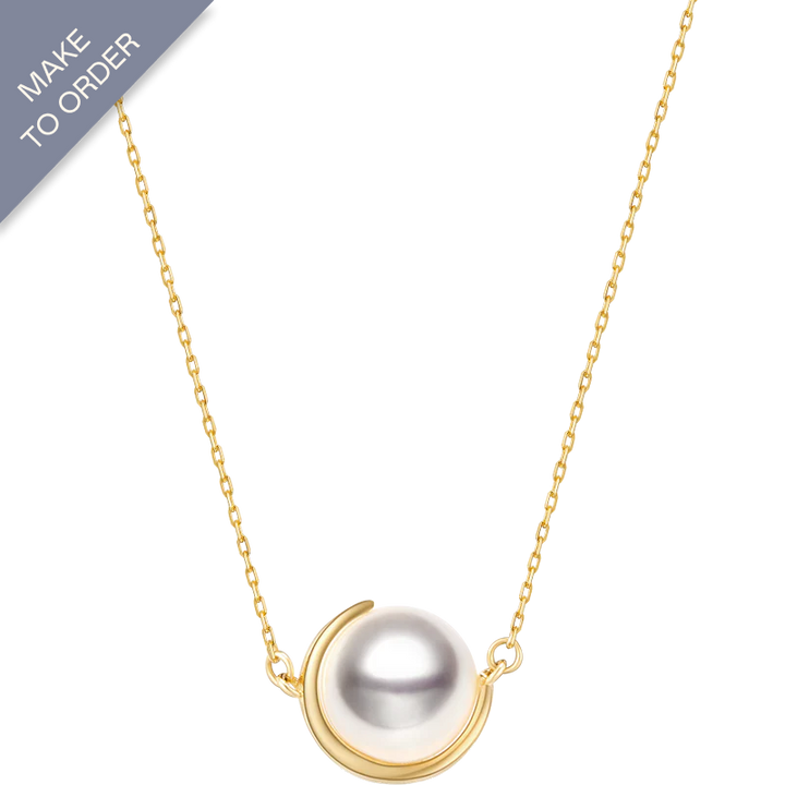 Akoya Pearl 18K Gold Half Enclosed Necklace