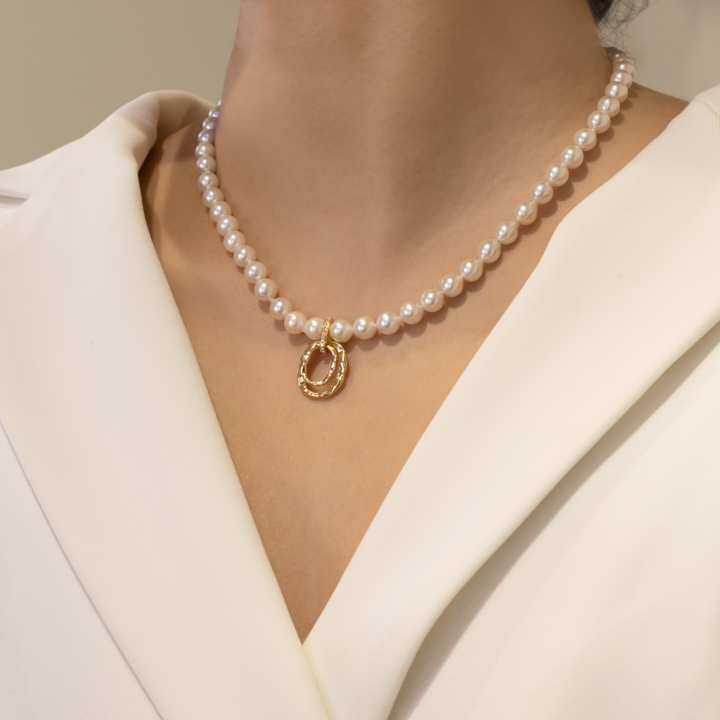18K Gold Saltwater Pearl Colored Gemstone Summer Dopamine Combo Necklace