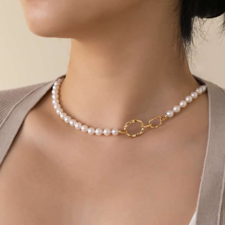 18K Gold Saltwater Pearl Colored Gemstone Summer Dopamine Combo Necklace