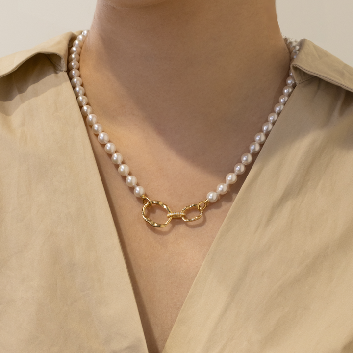 18K Gold Saltwater Pearl Colored Gemstone Summer Dopamine Combo Necklace