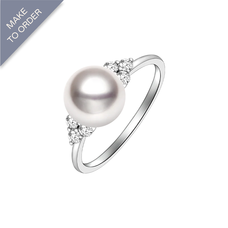 Akoya Pearl 18K White Gold Diamond Ring