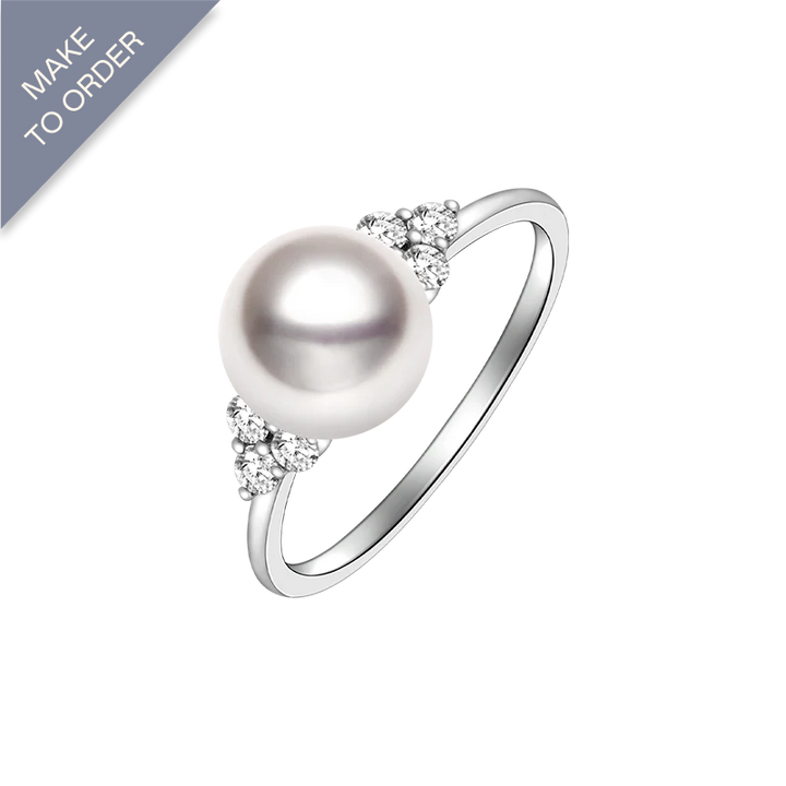 Akoya Pearl 18K White Gold Diamond Ring