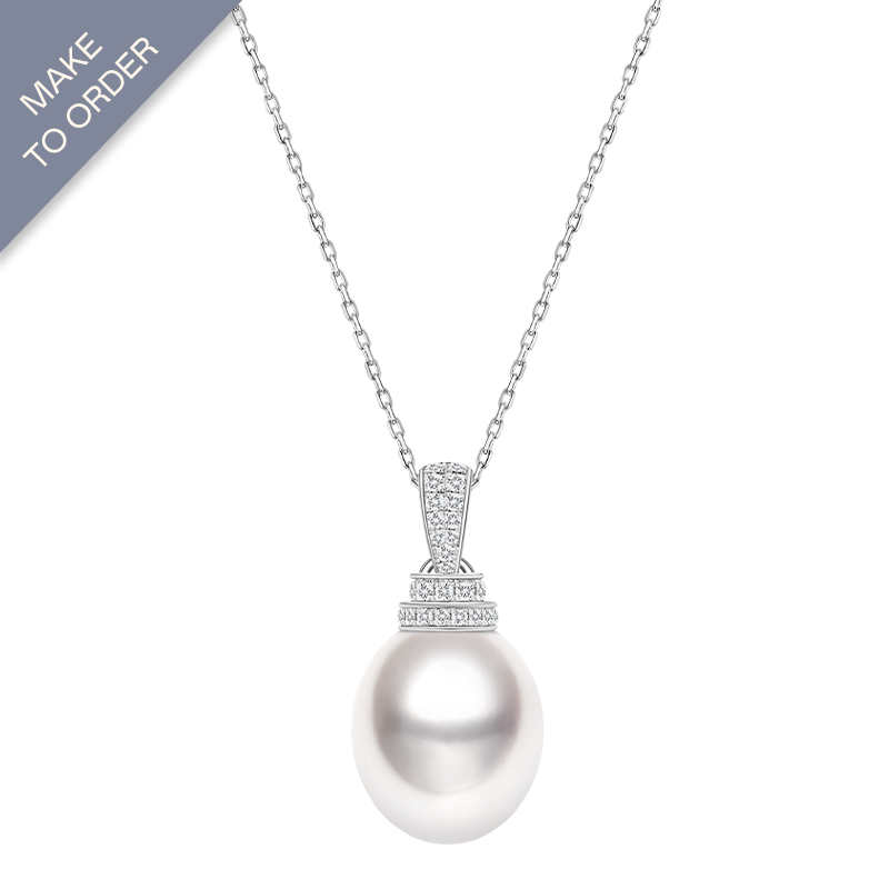 Teardrop-shaped South Sea Pearl 18K Gold Diamonds Haute Jewelry Elegant Necklace