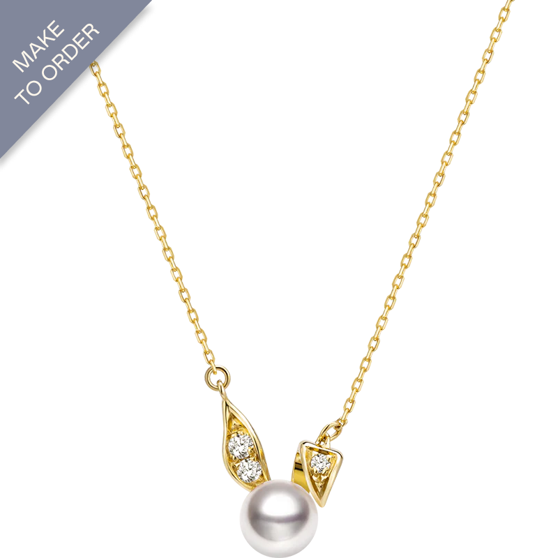 Akoya Pearl 18K Solid Gold Diamonds Bunny Necklace