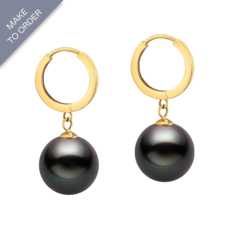 Tahitian Pearl 18K Gold Circle Earrings