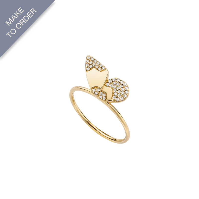 18K Gold Diamonds Butterfly Right Layer Ring