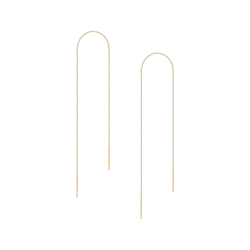 18k Yellow Gold Fine Linear Earrings