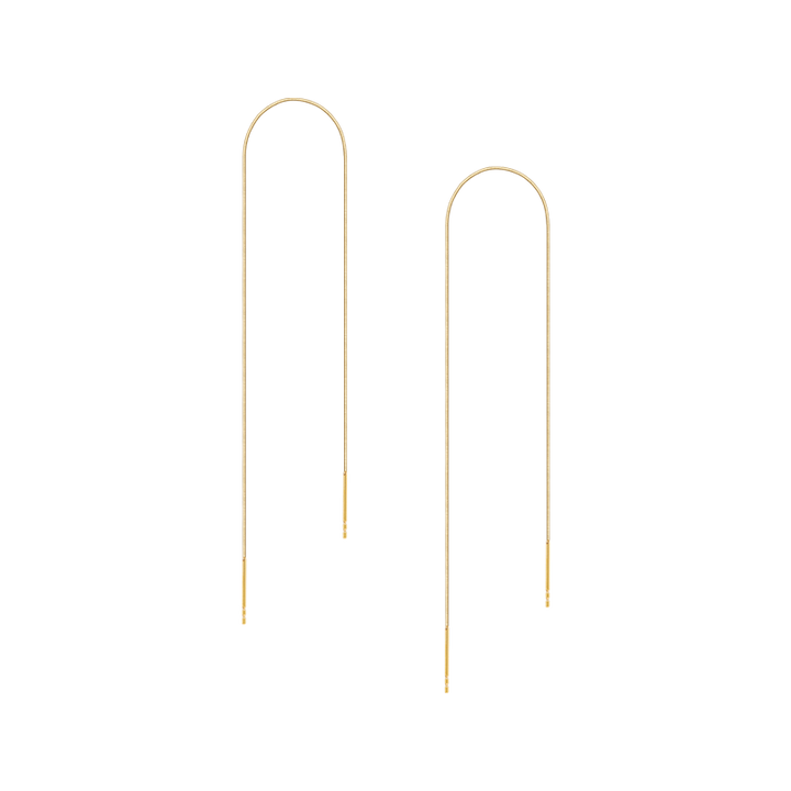 18k Yellow Gold Fine Linear Earrings