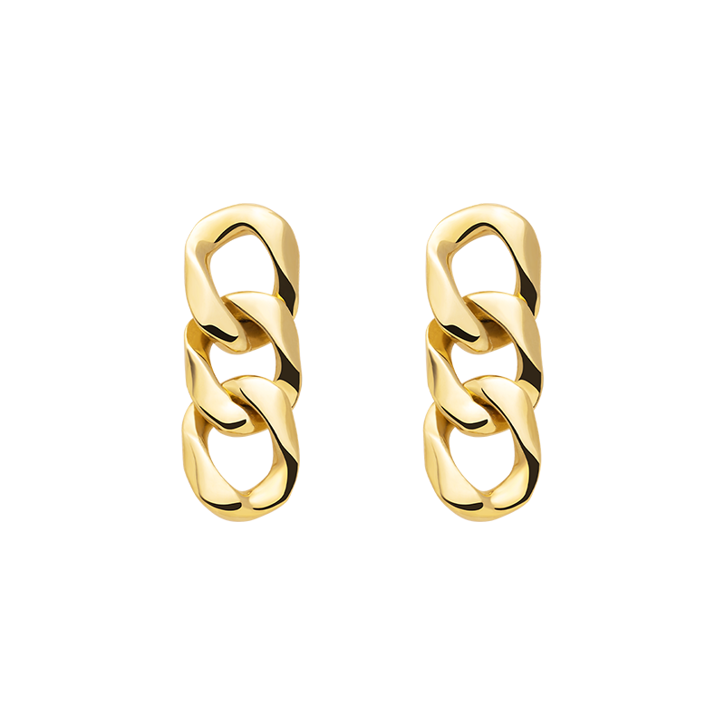 18K Gold Metal Texture Large Chain Earrings