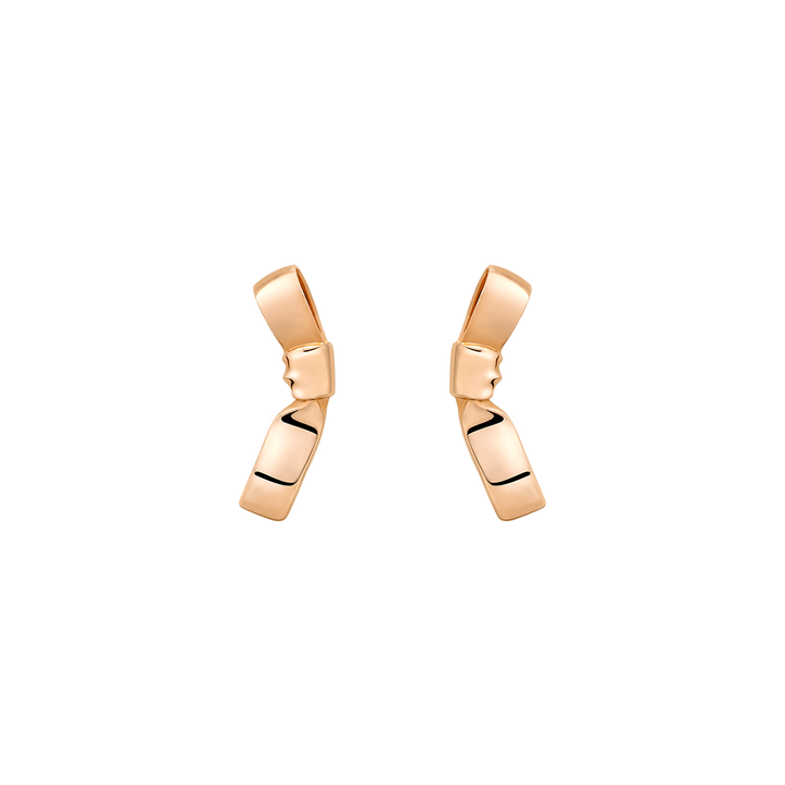 10K Rose Gold Ribbon Design Stud Earrings