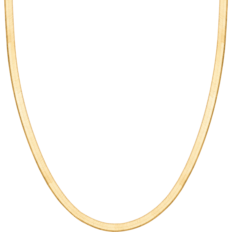 18K Solid Gold Herringbone Necklace
