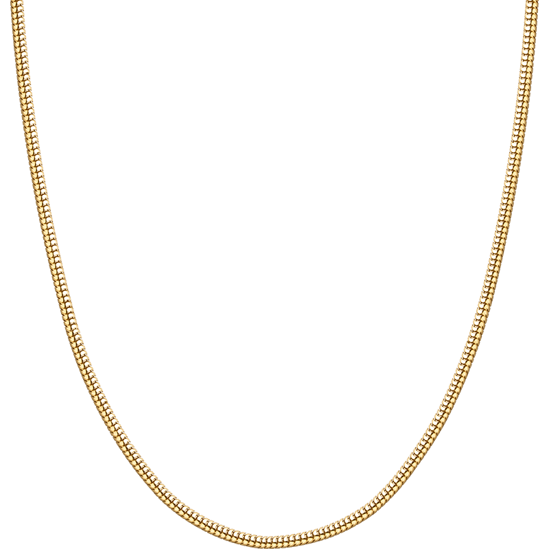 18K Gold Necklace Round Herringbone Chain