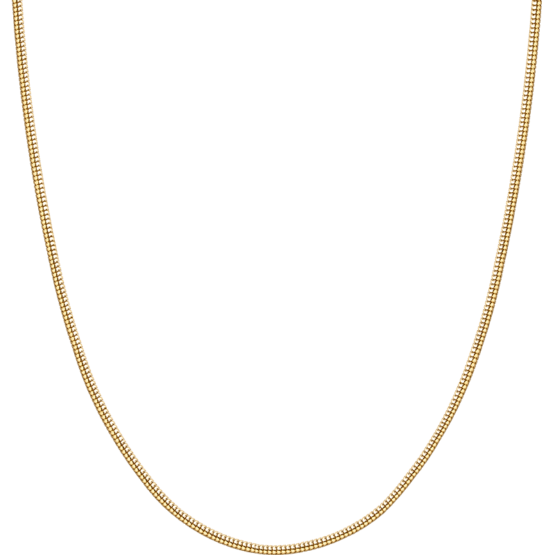 18K Gold Necklace Round Herringbone Chain