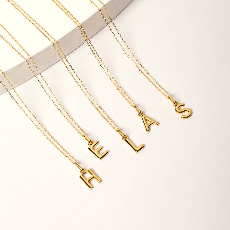 18K Gold Custom Letter Initial Necklace