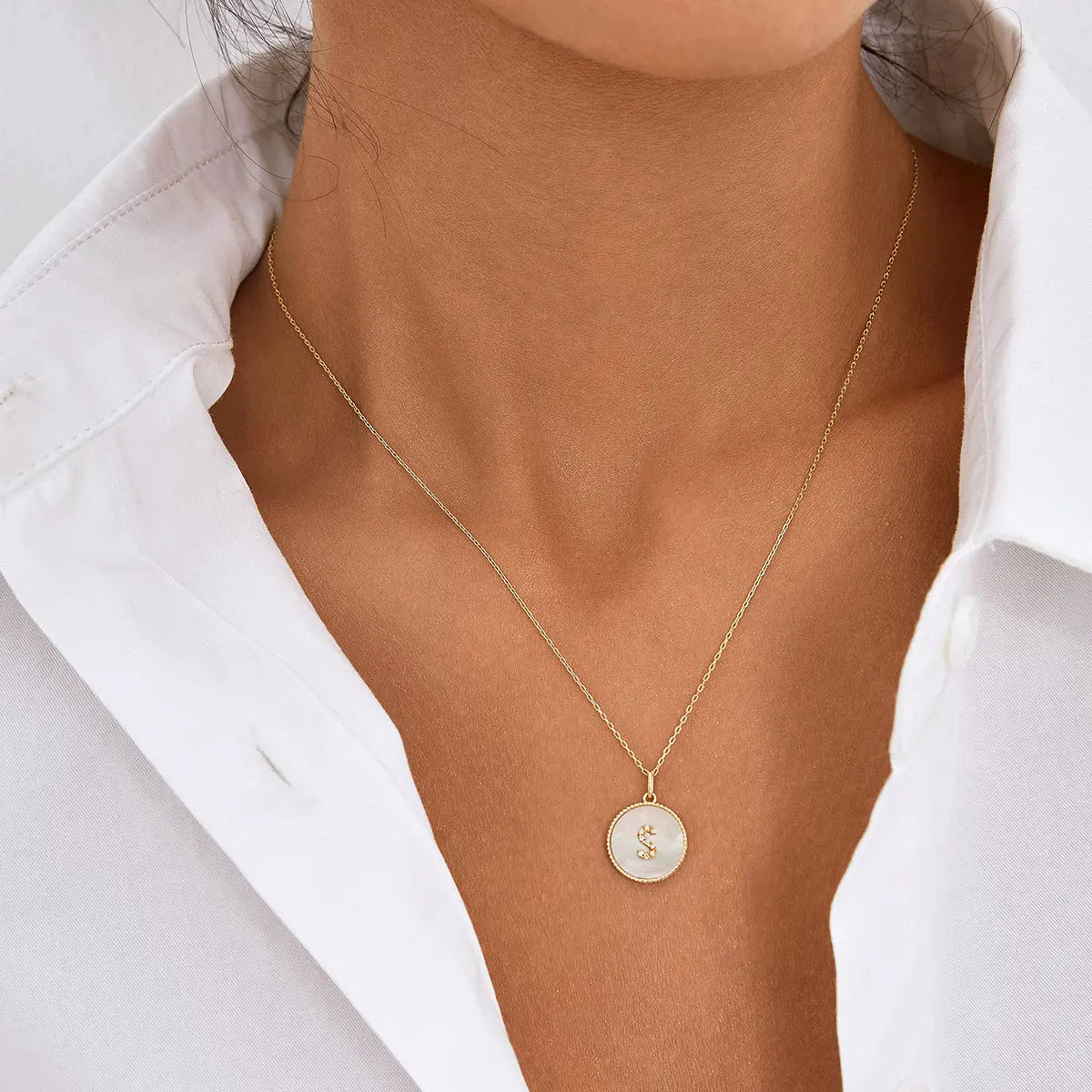 Custom Letter Mother-of-Pearl Initial Necklace