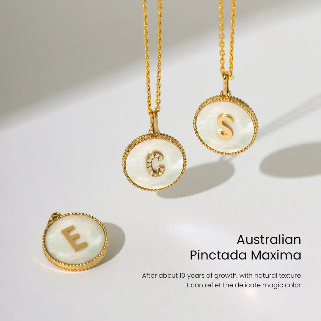 Custom Letter Mother-of-Pearl Initial Necklace HELAS Jewelry