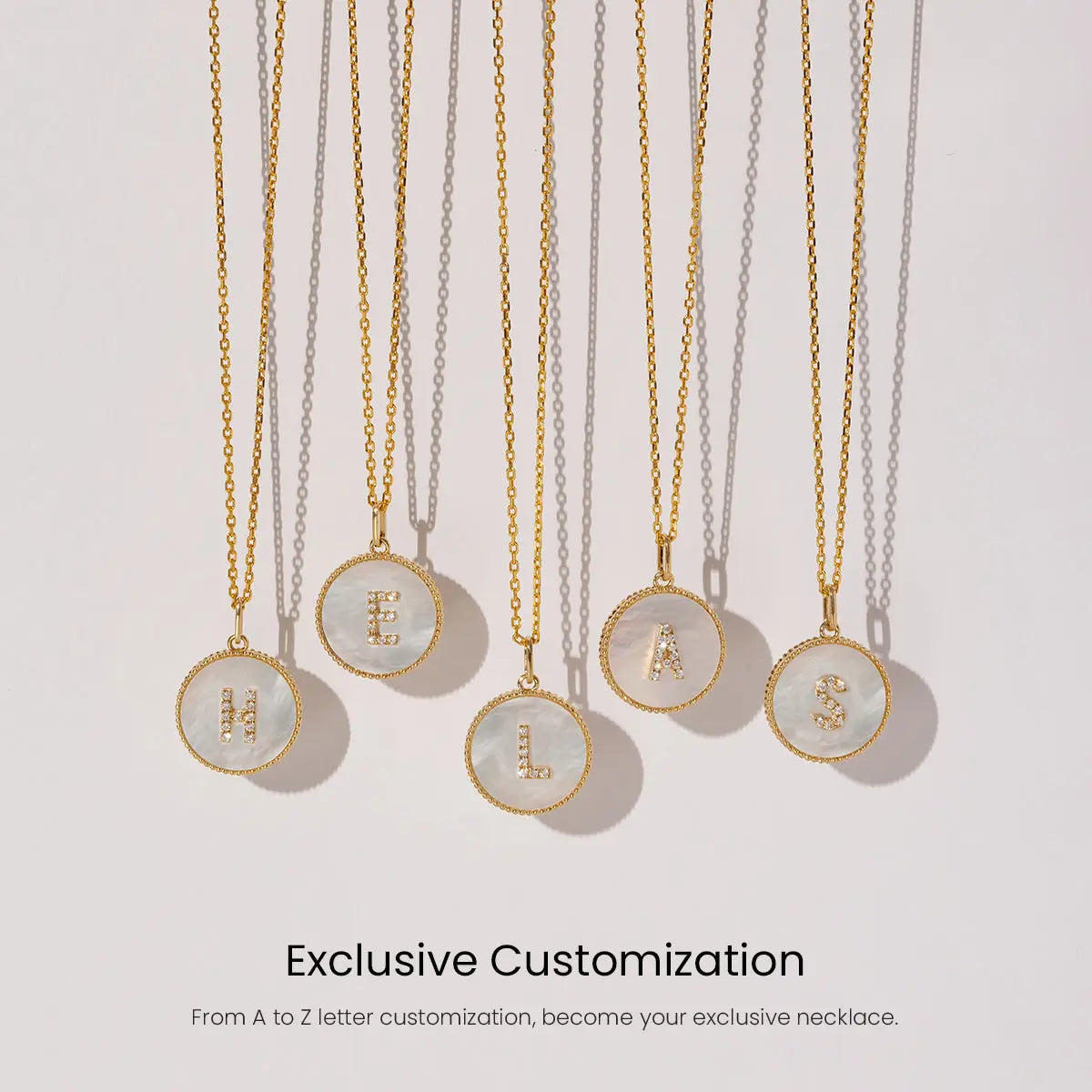 LEAN IN COLLECTION Custom Letter Mother-of-Pearl Necklace - HELAS Jewelry