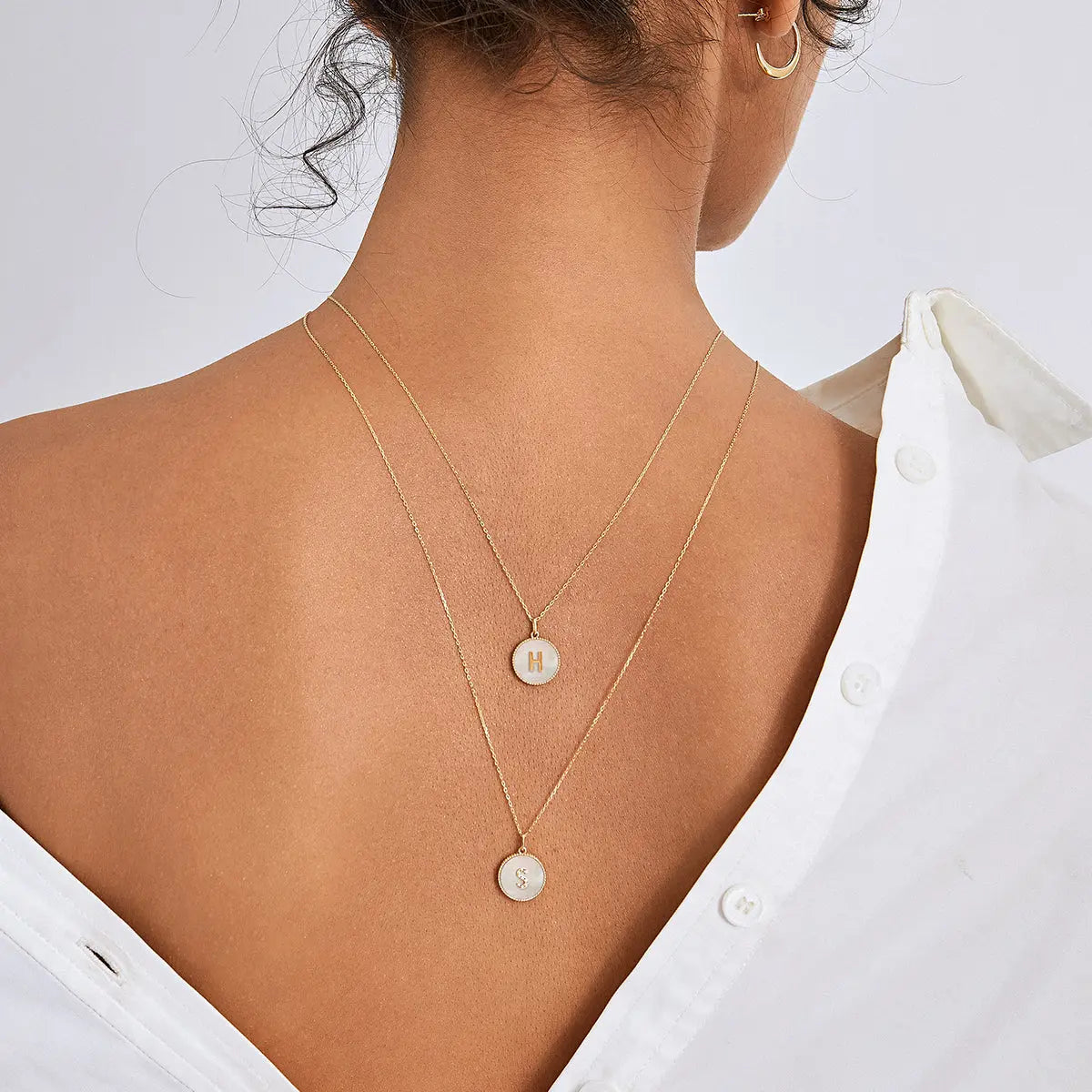 LEAN IN COLLECTION Custom Letter Mother-of-Pearl Necklace - HELAS Jewelry