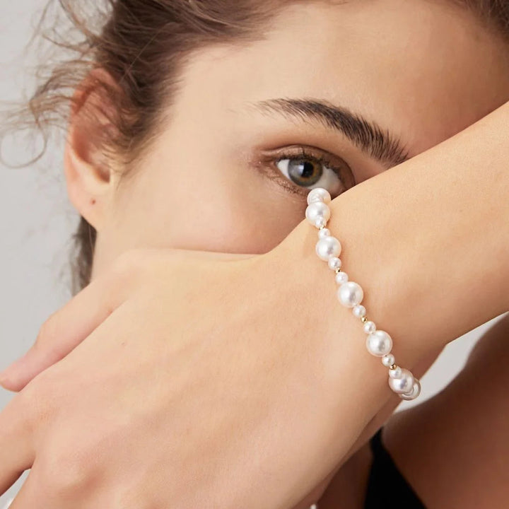HIGH-END JEWELRY High-gloss Akoya Saltwater Pearl 18K Gold Stylish Beaded Bracelet HIGH-END JEWELRY High-gloss Akoya Saltwater Pearl 18K Gold Stylish Beaded Bracelet HIGH-END JEWELRY