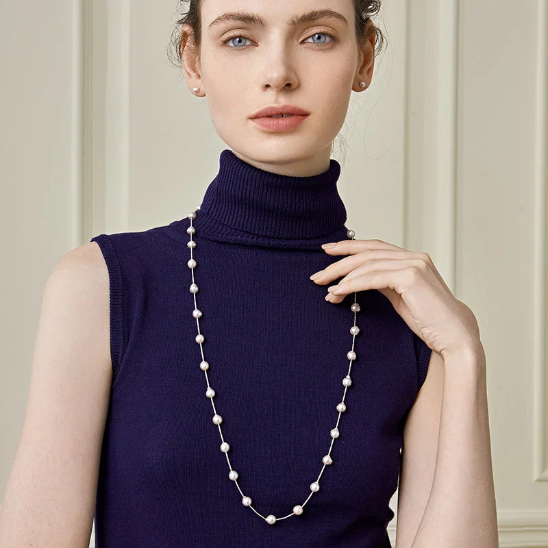 IMPERFECTION COLLECTION Akoya Baroque Pearl 18K White Gold Chain Necklace - HELAS Jewelry