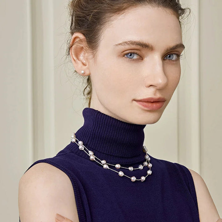 IMPERFECTION COLLECTION Akoya Baroque Pearl 18K White Gold Chain Necklace - HELAS Jewelry