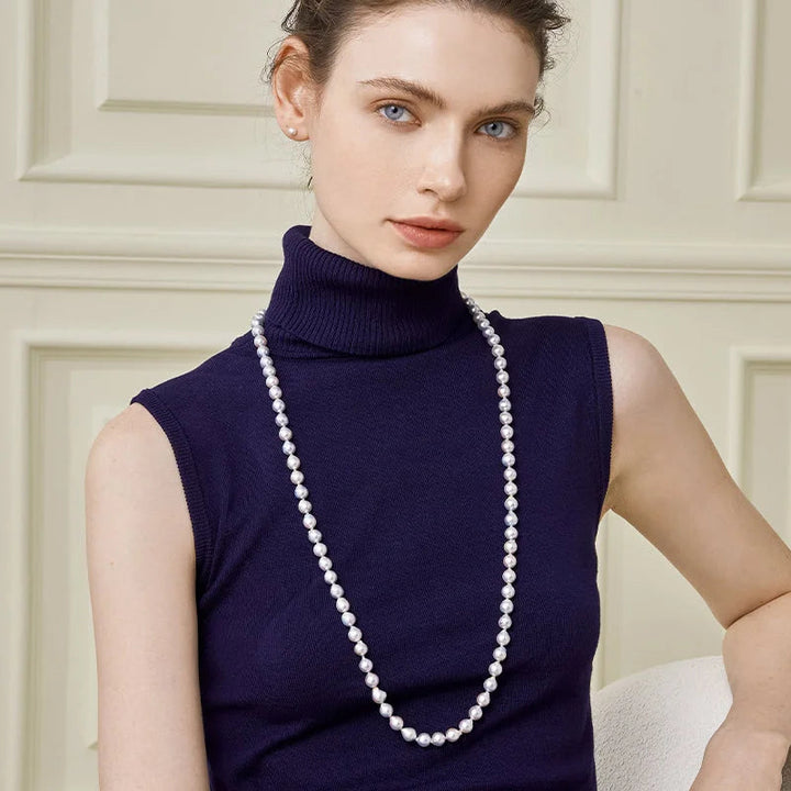IMPERFECTION COLLECTION Akoya Silver Blue Baroque Pearl 18K White Gold Elegant Necklace IMPERFECTION COLLECTION Akoya Silver Blue Baroque Pearl 18K White Gold Elegant Necklace IMPERFECTION COLLECTION