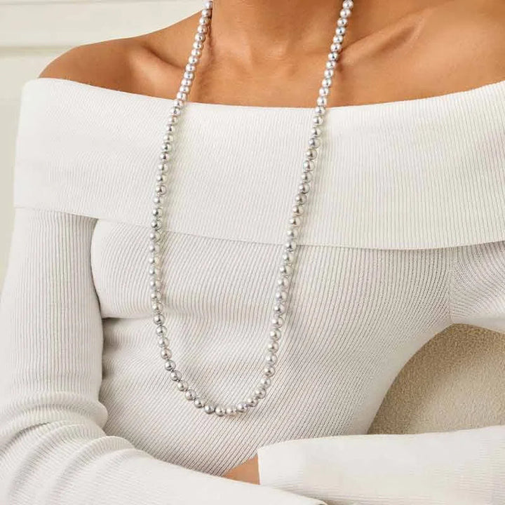 IMPERFECTION COLLECTION Akoya Silver Blue Baroque Pearl 18K White Gold Elegant Necklace IMPERFECTION COLLECTION Akoya Silver Blue Baroque Pearl 18K White Gold Elegant Necklace IMPERFECTION COLLECTION