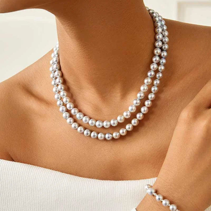 IMPERFECTION COLLECTION Akoya Silver Blue Baroque Pearl 18K White Gold Elegant Necklace IMPERFECTION COLLECTION Akoya Silver Blue Baroque Pearl 18K White Gold Elegant Necklace IMPERFECTION COLLECTION