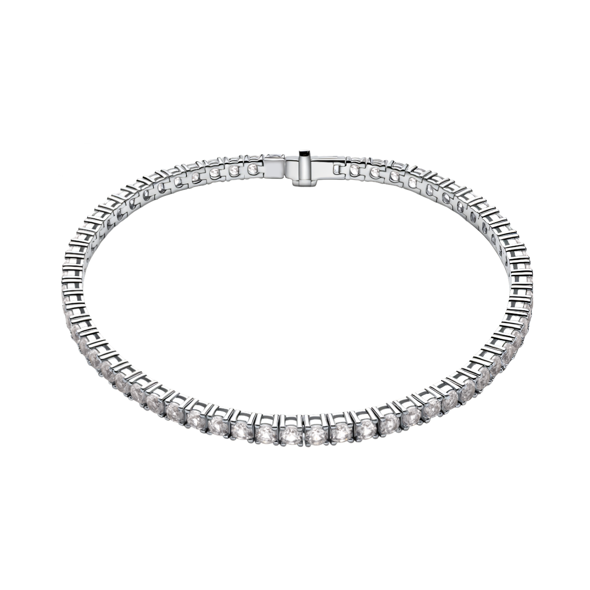 925 Sterling Silver Lab-Grown White Sapphire Tennis Bracelet