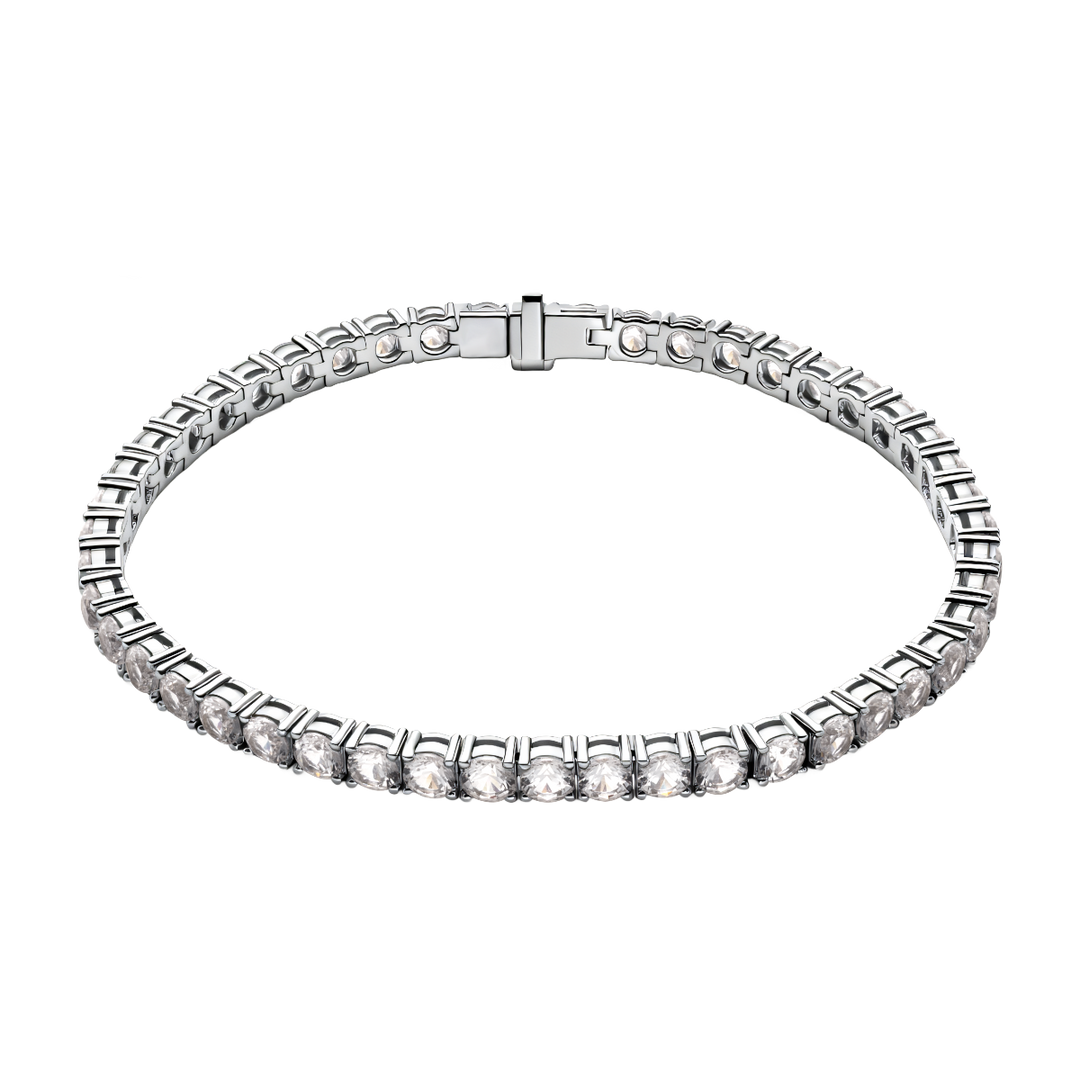925 Sterling Silver Lab-Grown White Sapphire Tennis Bracelet