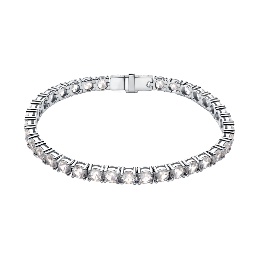 925 Sterling Silver Lab-Grown White Sapphire Tennis Bracelet