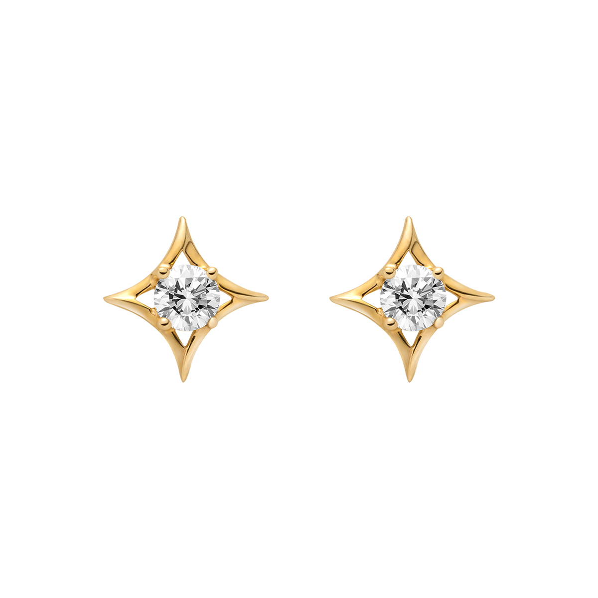 14K Solid Gold Certified Lab-Grown Diamond Starlet Studs Earrings