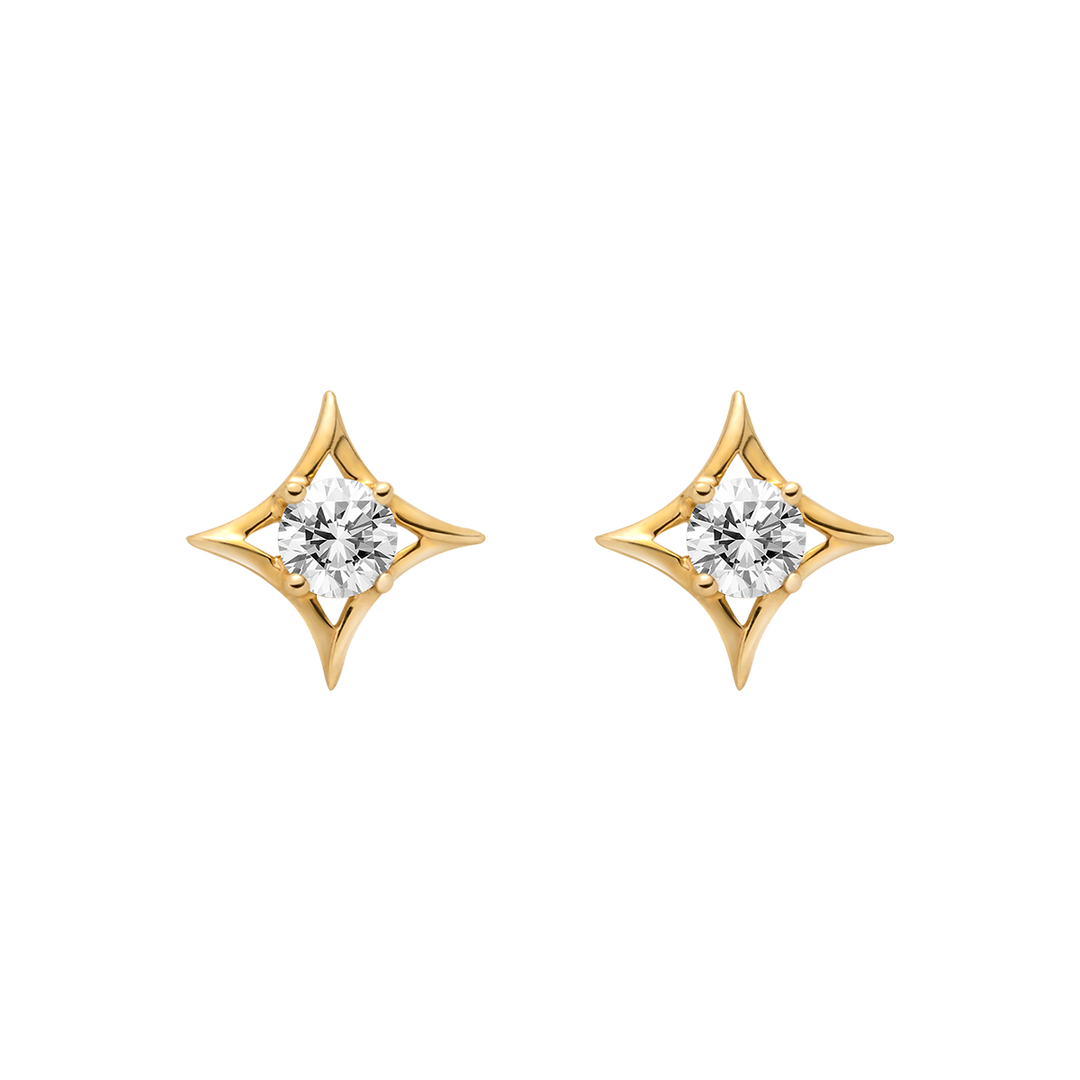 14K Solid Gold Certified Lab-Grown Diamond Starlet Studs Earrings