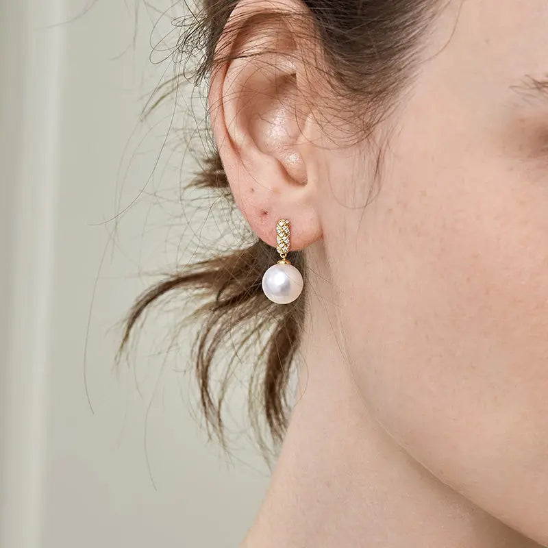 LINKS COLLECTION South Sea Pearl 18K White Gold Diamond Earrings - HELAS Jewelry