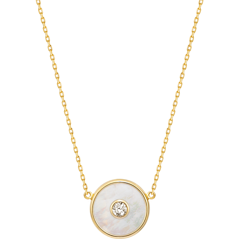 Mother-of-Pearl 18K Gold Diamond Necklace