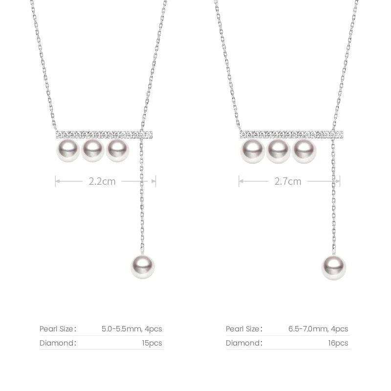 MELODY COLLECTION Akoya Saltwater Pearl 18K White Gold Balance Beam Diamond Necklace MELODY COLLECTION Akoya Saltwater Pearl 18K White Gold Balance Beam Diamond Necklace MELODY COLLECTION